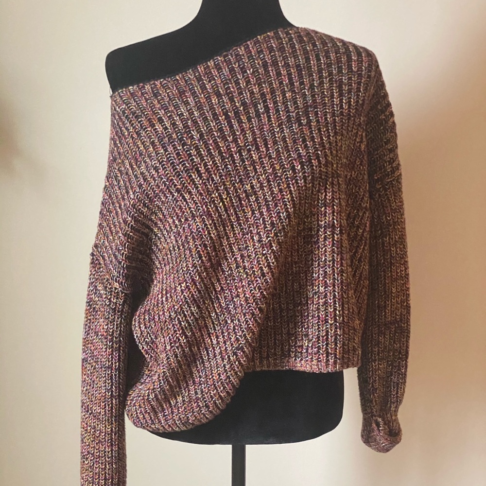 Off shoulder multicolor sweater